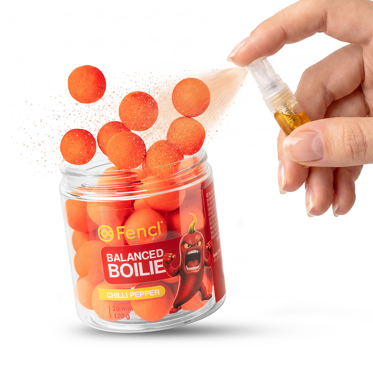 Packshot dózy Fencl s ukázkou použití produktu